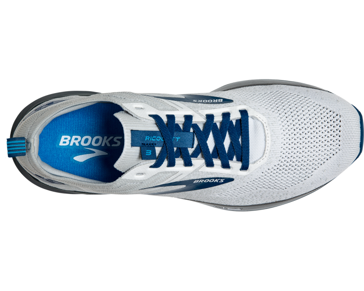 Brooks Ricochet 3 Mens Running ShoesWhite/Grey/Blue